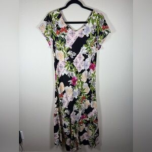 Nani Hawaiian Maxi Dress Colorful Short Sleeves Flowy Women’s Large